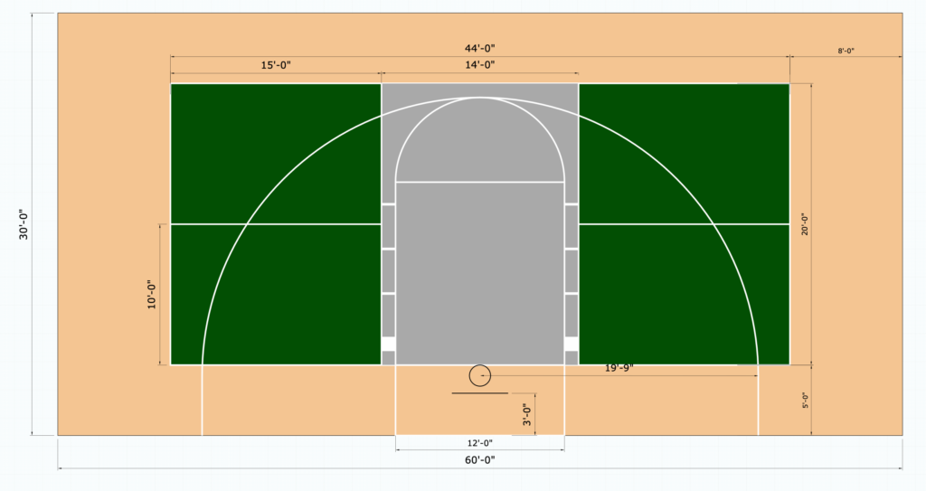 Pickleball Court on Basketball Court